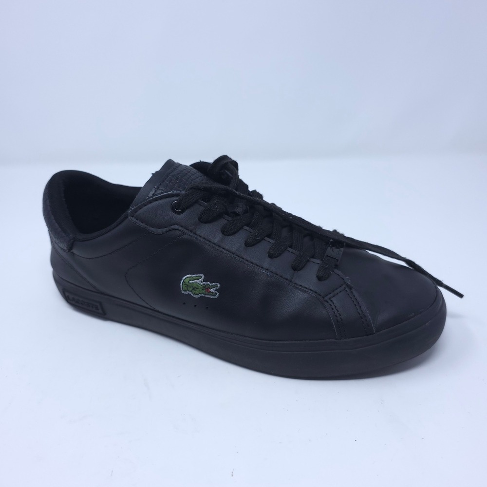 Lacoste Powercourt 1121 1 SMA Mens Black Leather Sneakers 741SMA003002H Size 10